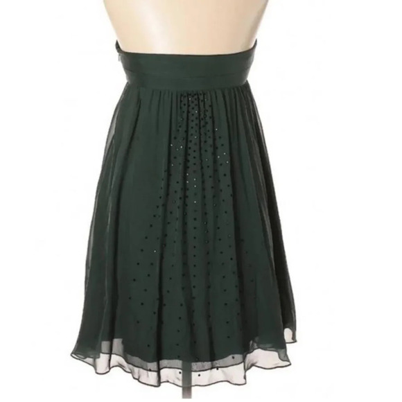 Haute Hippie Green Silk Strapless Rhinestone Detail Empire Waist Dress Size S - Picture 9 of 12